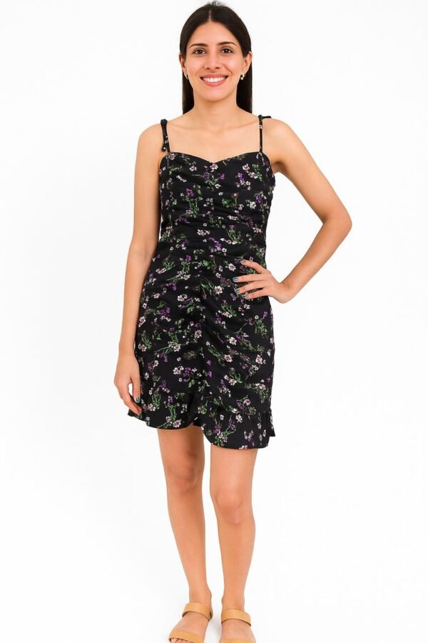 Fish Cut Black Georgette Knee Length Slim Fit Western Dress