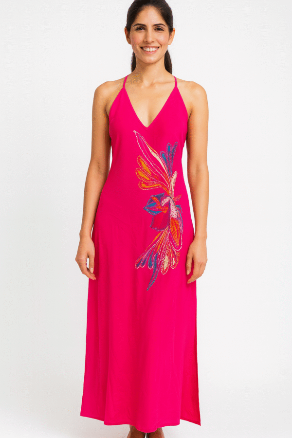 New Stylish Georgette Embroidered Full Length Western Dress